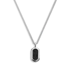 Black Diamond Pave Tag Necklace