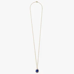Diamond Pave Lapis Pendant Necklace