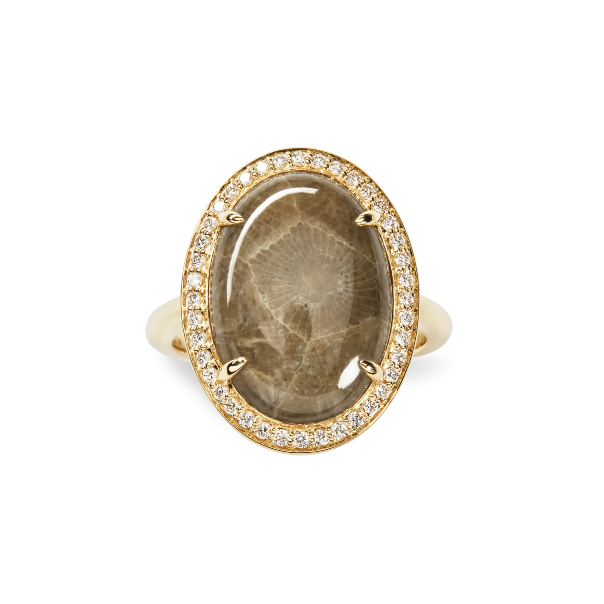 Diamond Pave Oval Petoskey Ring