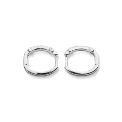 Diamond Pave Rivet Double Row Hoop Earrings