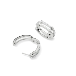 Diamond Pave Rivet Double Row Hoop Earrings