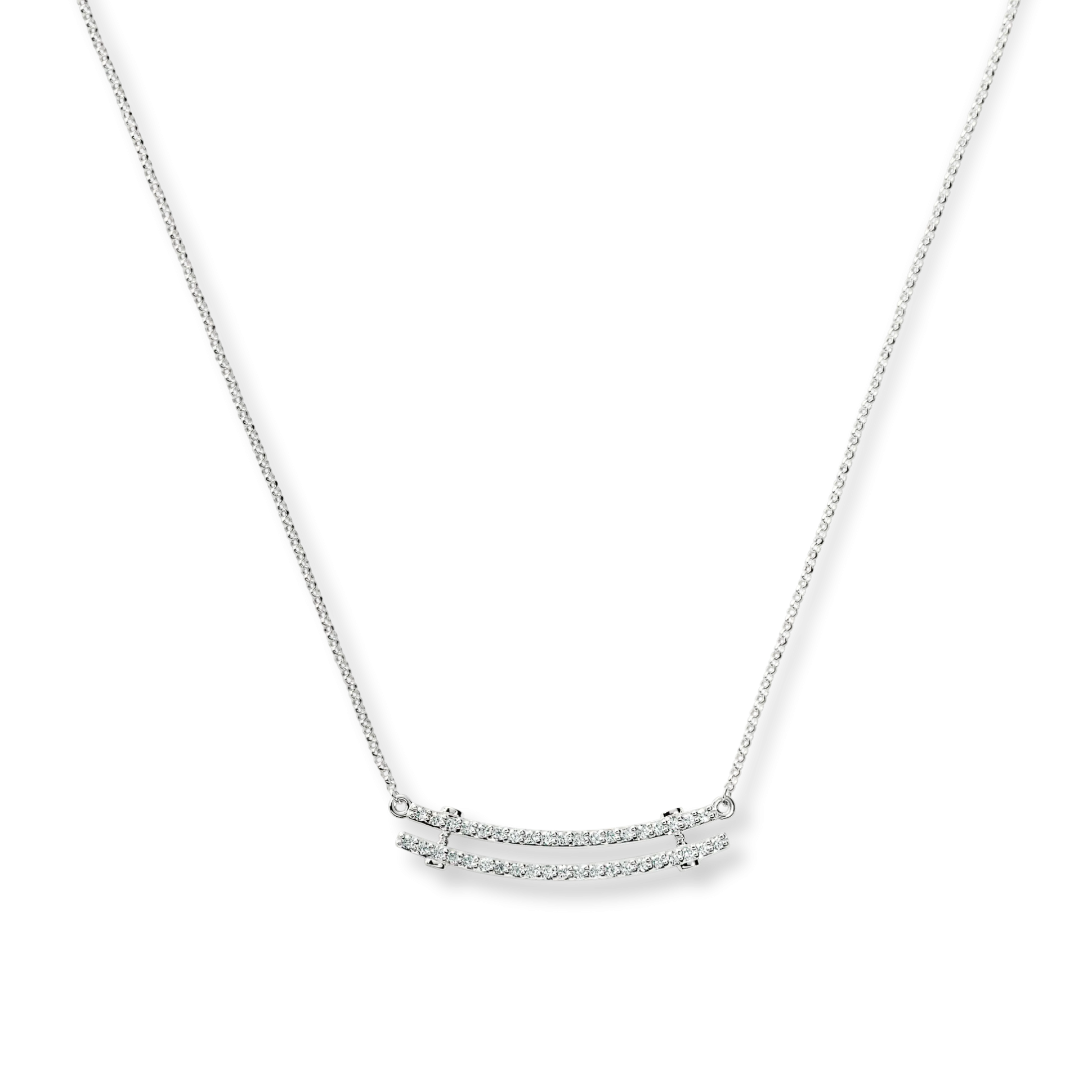 Diamond Pave Rivet Double Row Necklace