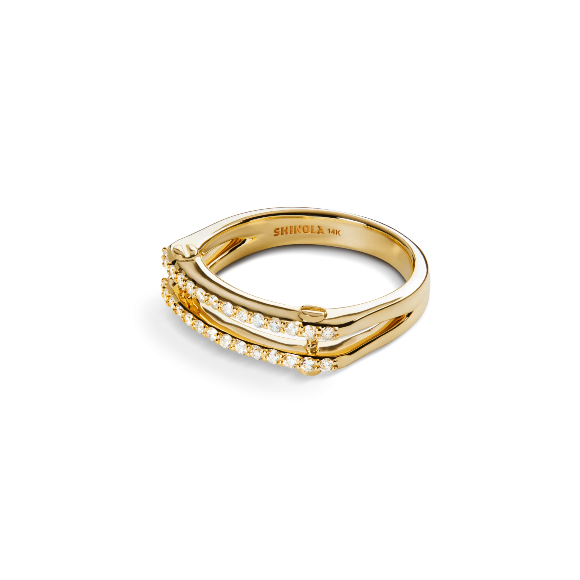 Diamond Pave Rivet Double Row Ring