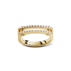 Diamond Pave Rivet Double Row Ring
