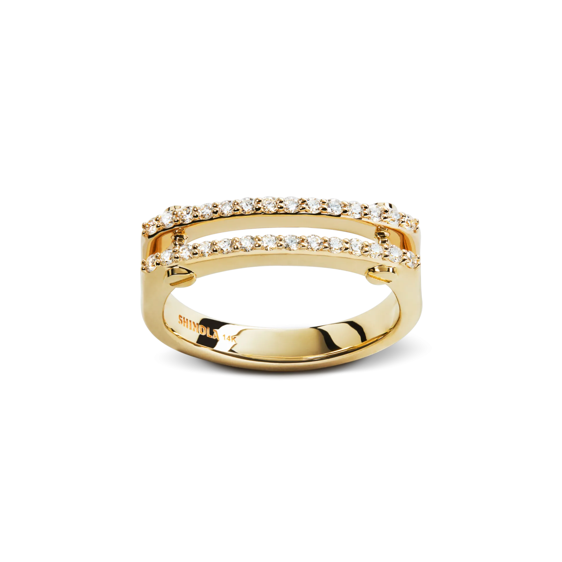 Diamond Pave Rivet Double Row Ring