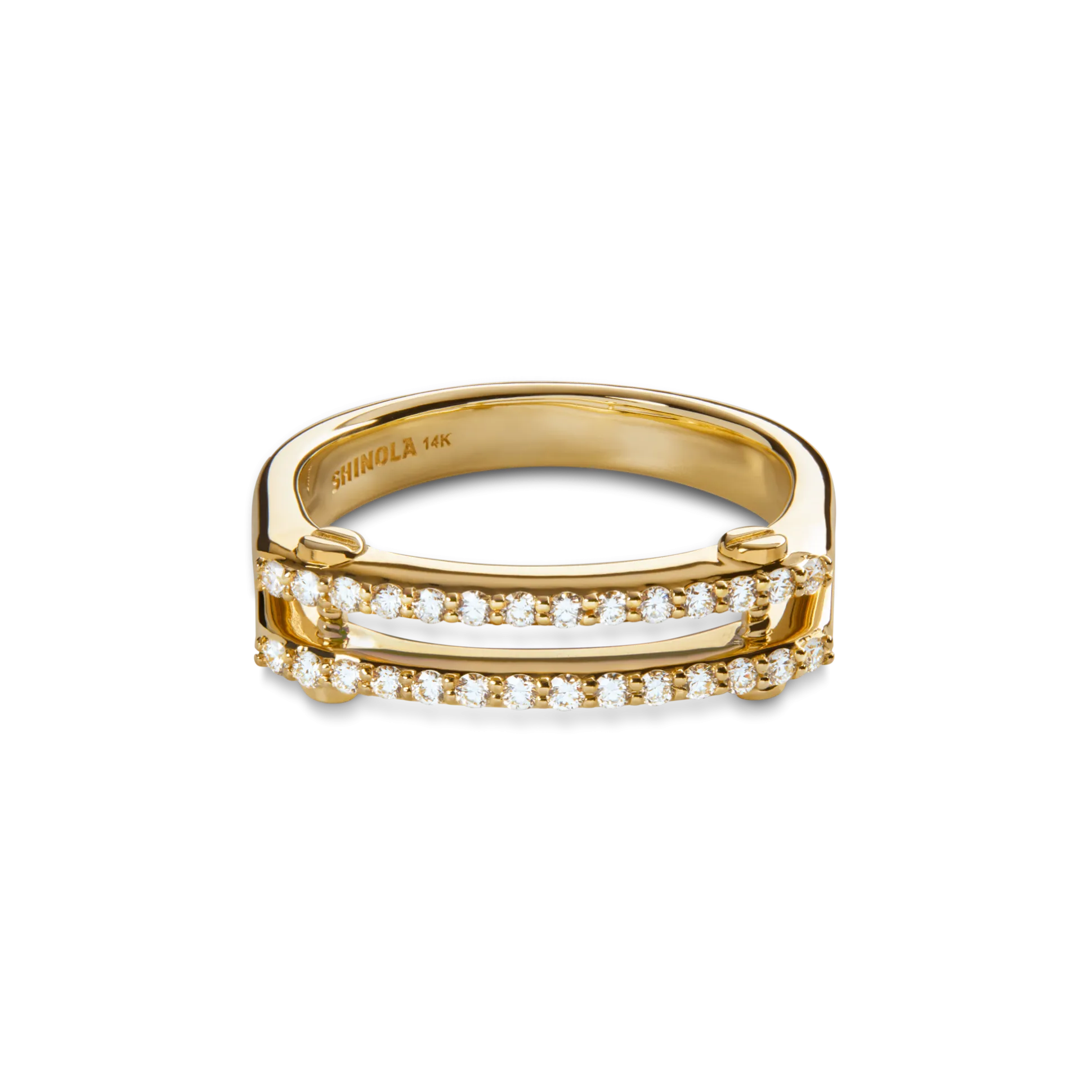 Diamond Pave Rivet Double Row Ring
