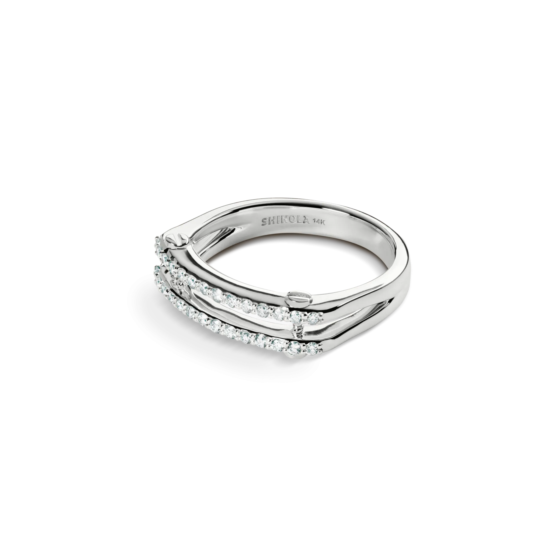 Diamond Pave Rivet Double Row Ring