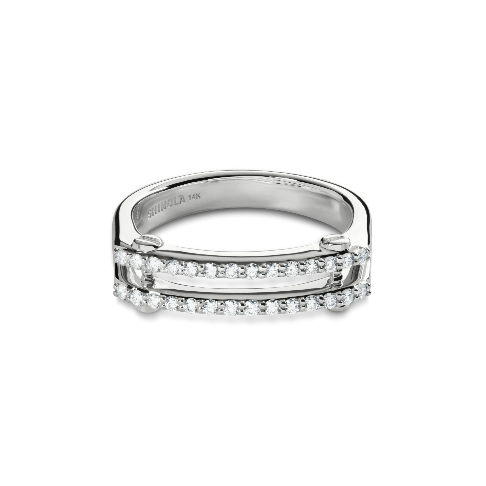 Diamond Pave Rivet Double Row Ring