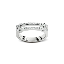 Diamond Pave Rivet Double Row Ring