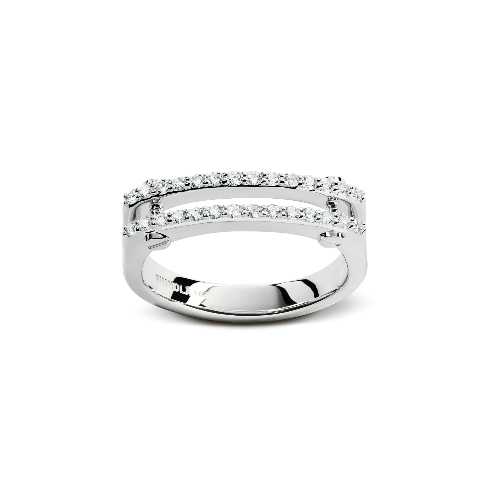 Diamond Pave Rivet Double Row Ring