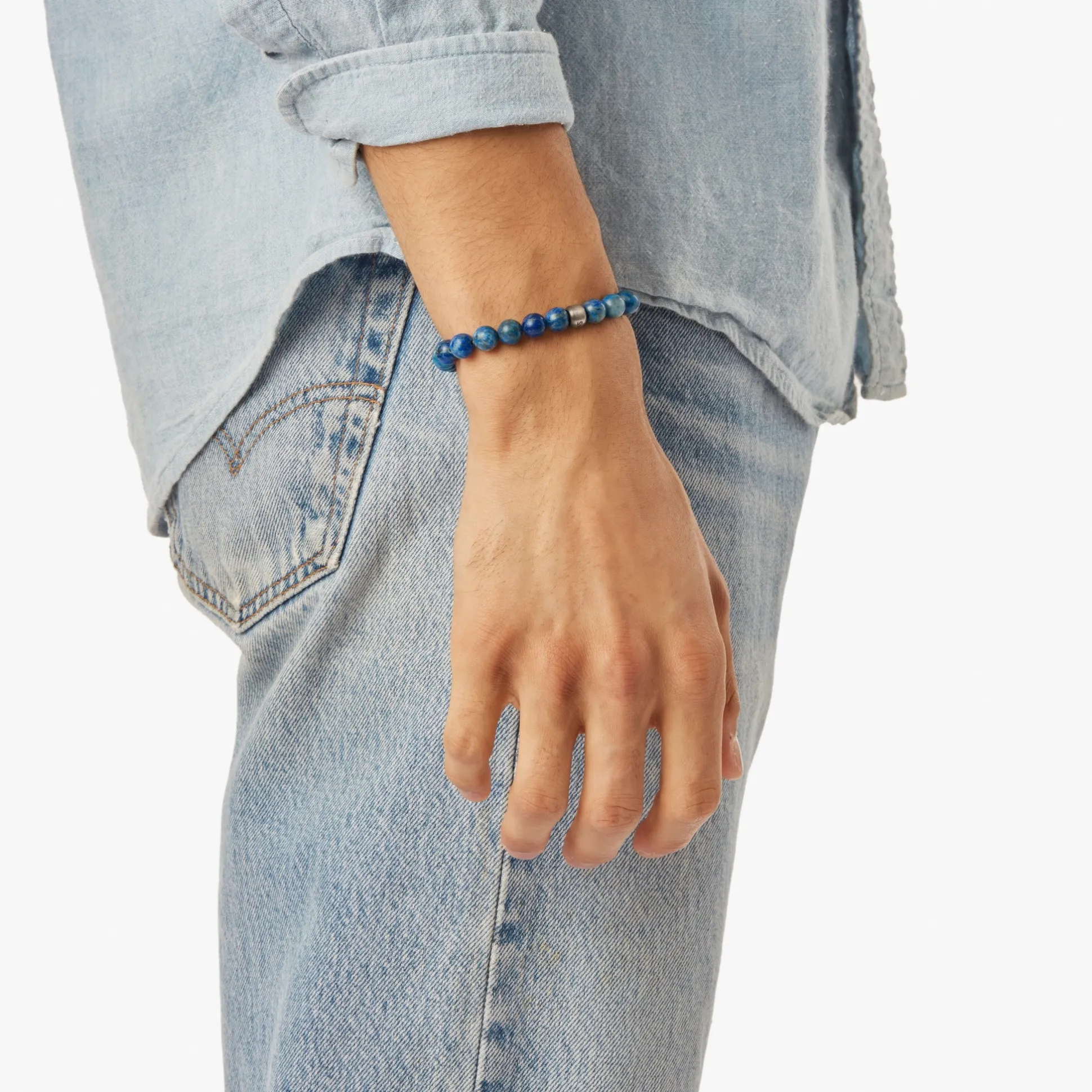 8mm Beaded Lapis Bracelet