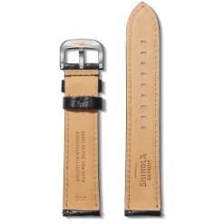 24mm Black Alligator Leather Watch Strap (Long)