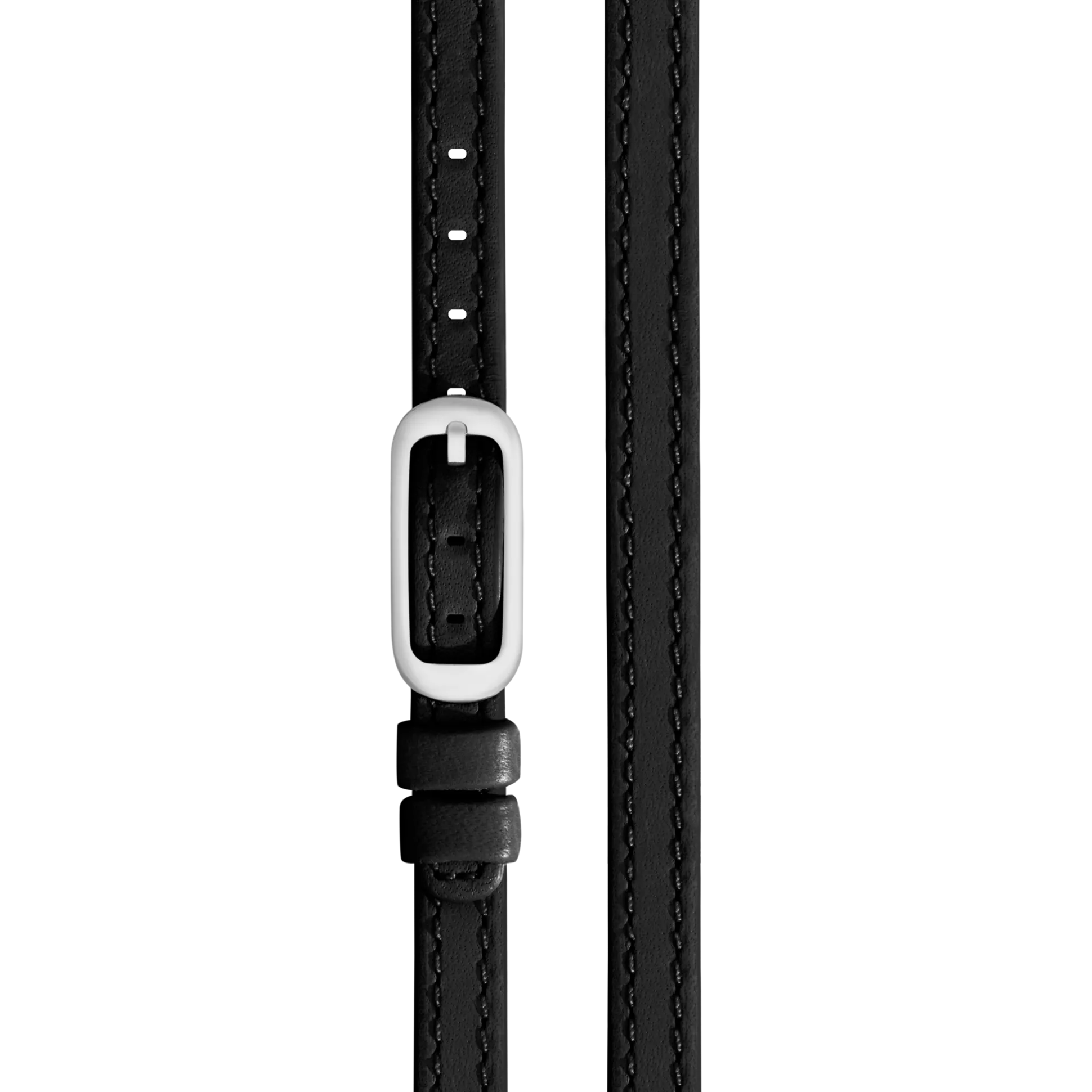8mm Black Double Wrap Leather Watch Strap