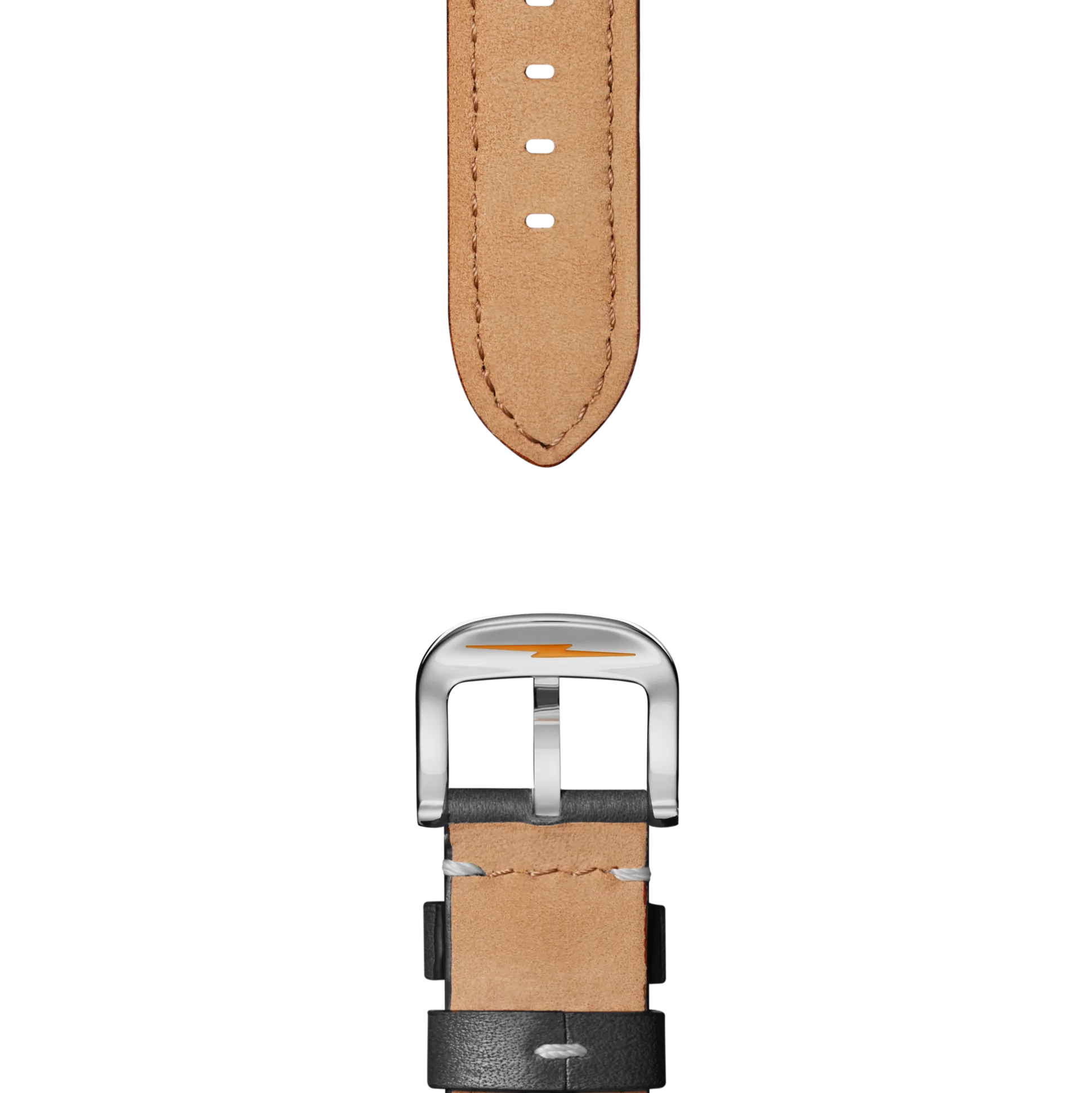 24mm Black Leather Watch Strap