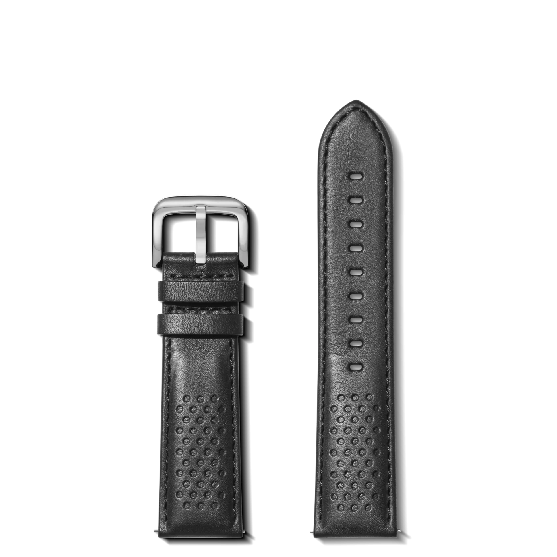22mm Black Perforated Leather Watch Strap