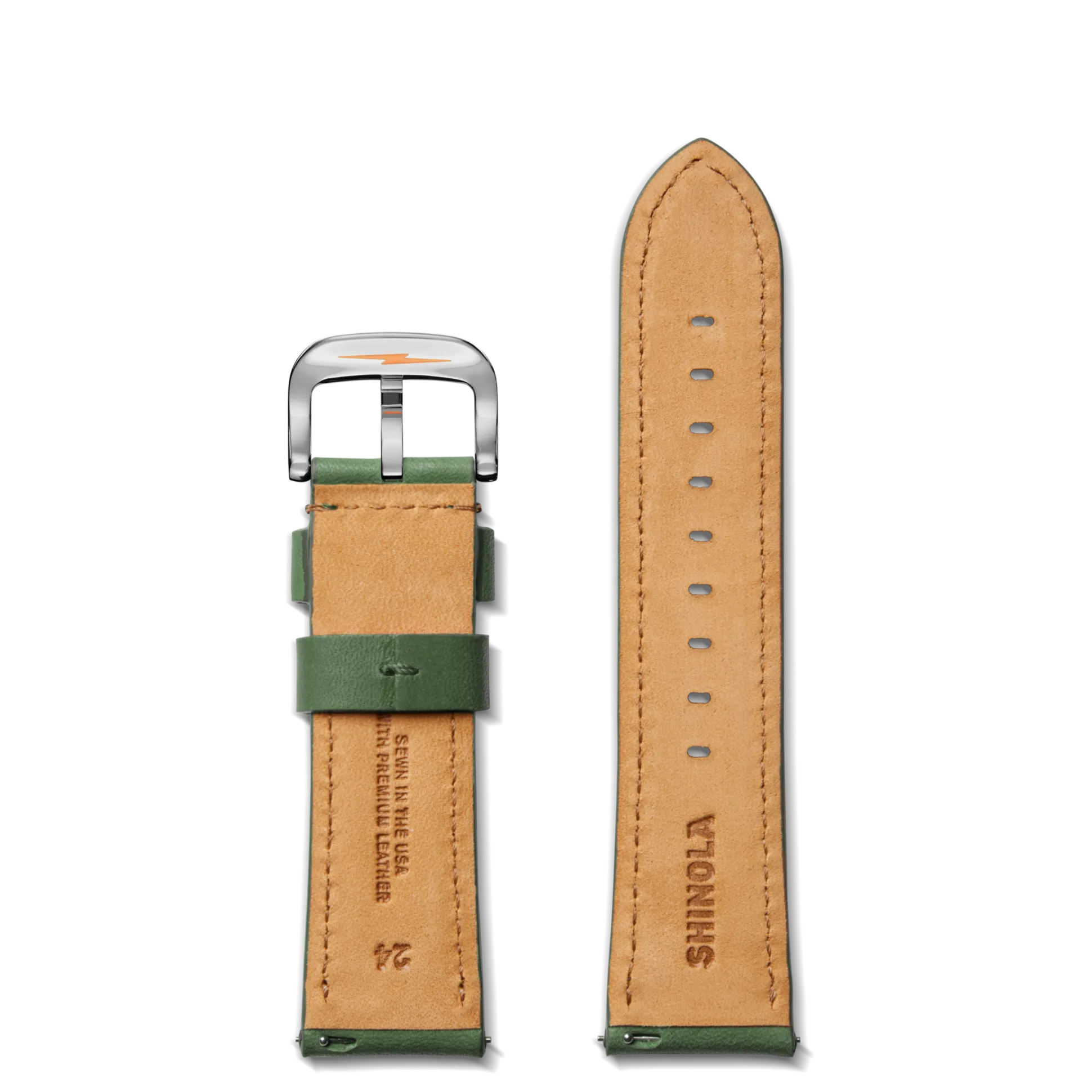 24mm Green Leather Watch Strap