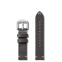20mm Grizzly Black Leather Watch Strap