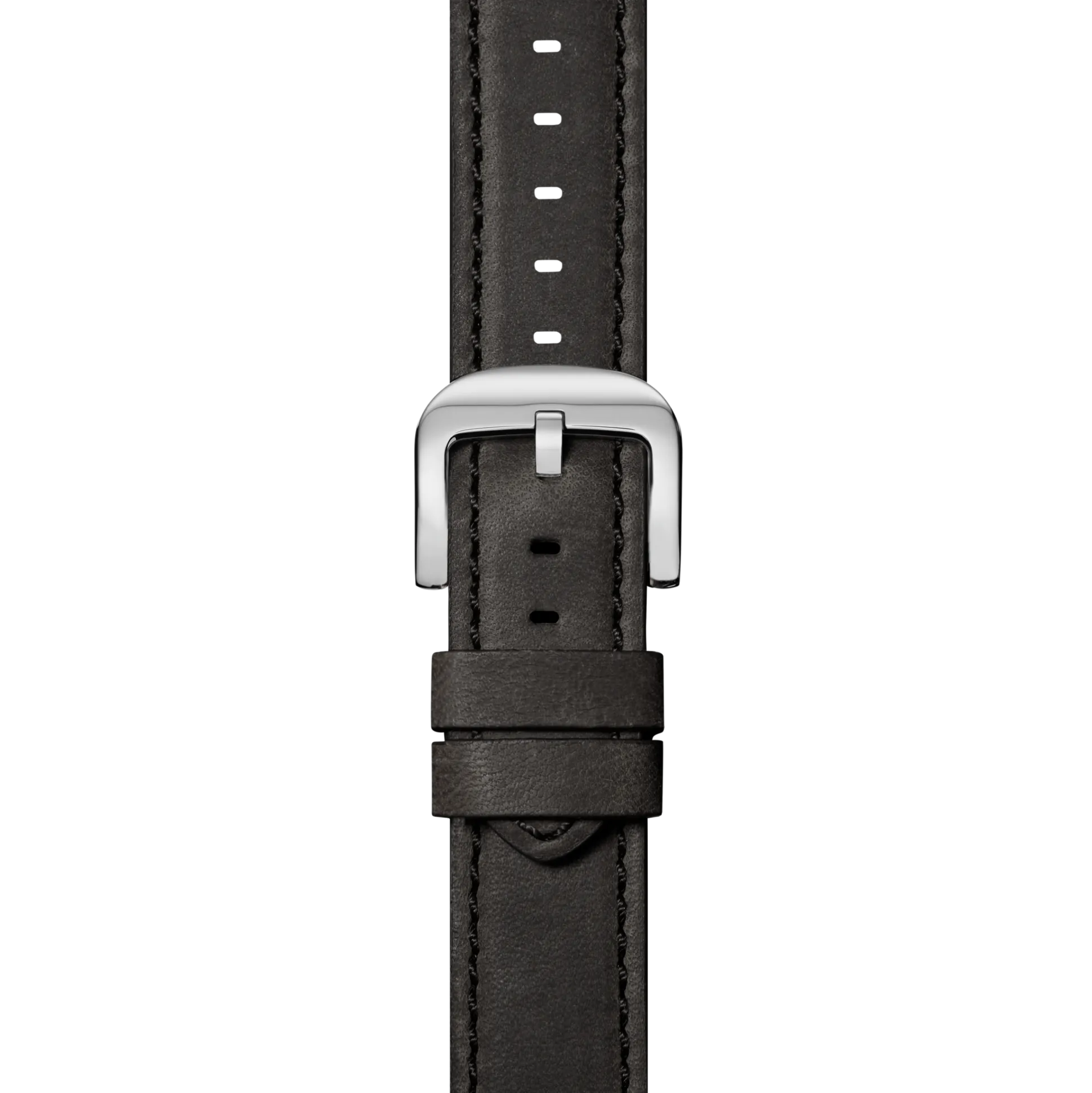22mm Grizzly Black Leather Watch Strap