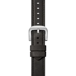 24mm Grizzly Black Leather Watch Strap