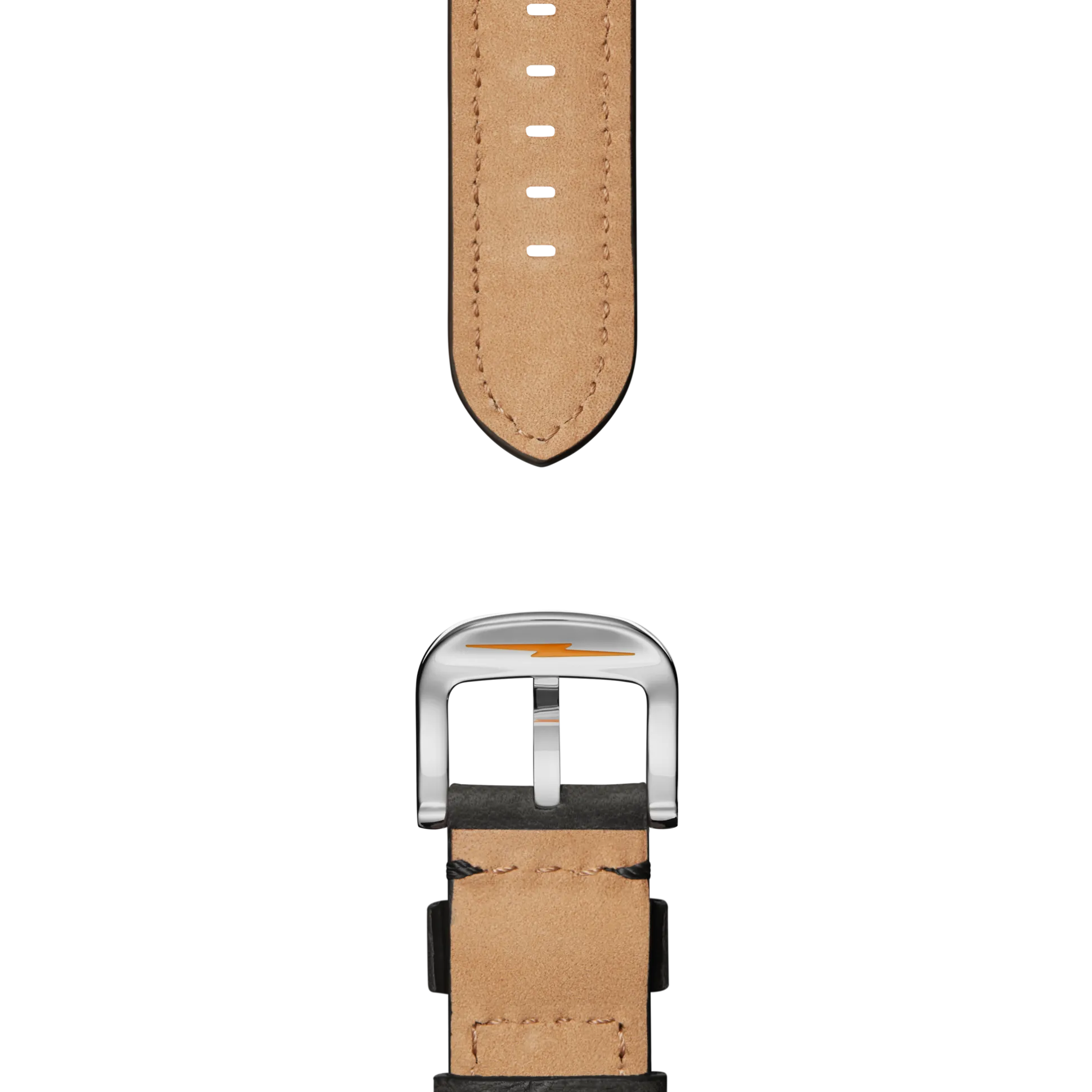 24mm Grizzly Black Leather Watch Strap