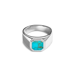 Octagonal Inlay Signet Ring Turquoise
