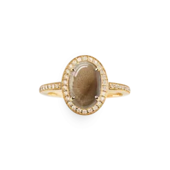 Petite Diamond Pave Petoskey Oval Ring