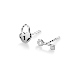 Petite Heart and Lock Earrings