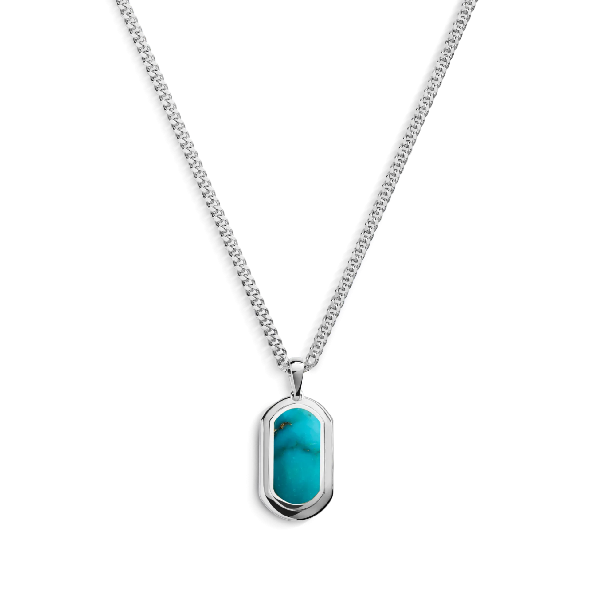 Turquoise Inlay Tag Necklace