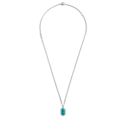 Turquoise Inlay Tag Necklace